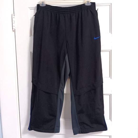 Nike Basketball Medium Kid Athletic Pants Track Zip Pockets Black Gray Youth - Picture 1 of 7